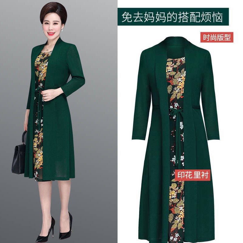 Bộ Đầm Giả Hai Mảnh Cỡ Lớn Thời Trang Cho Phụ Nữ Trung Niên Và Trung Niên