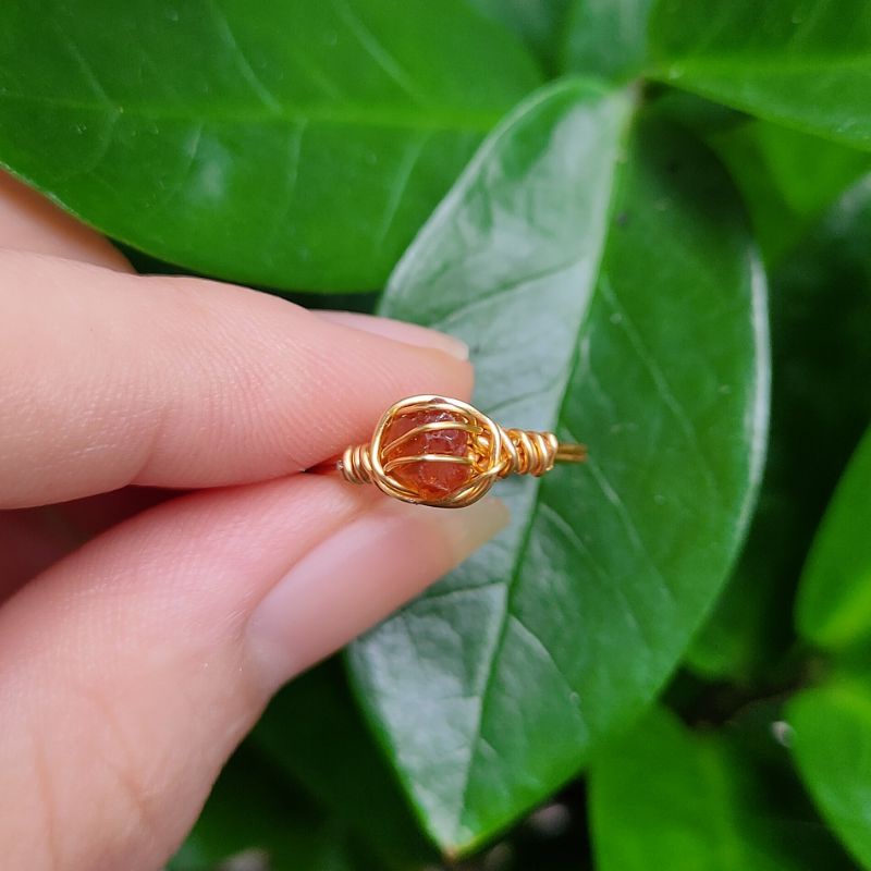 Nhẫn đá thô handmade apatite/blue fluorite/Garnet/rose quartz/kunzite/sunstone