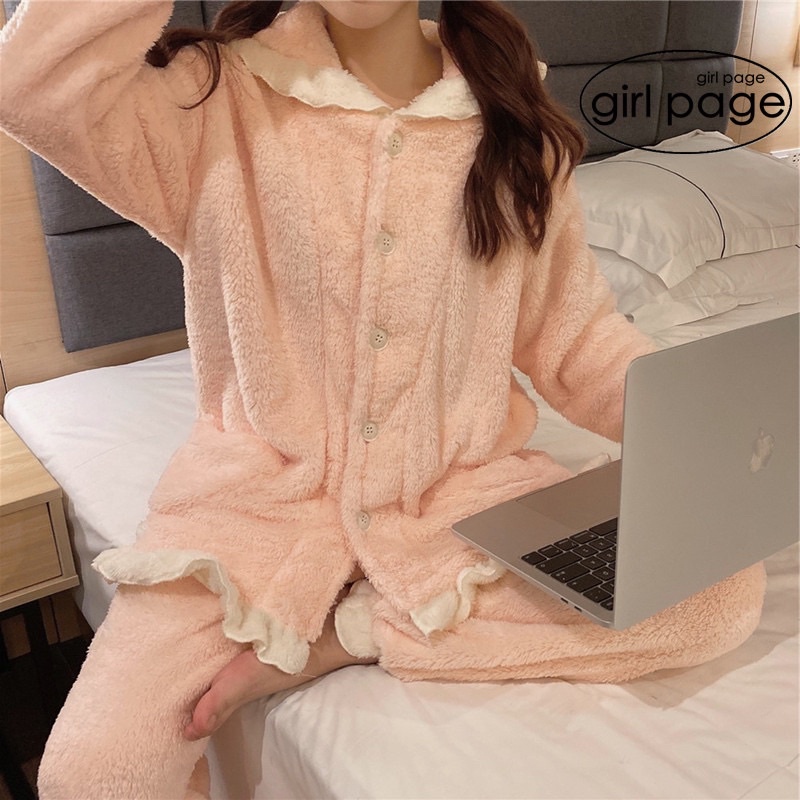 Bộ đồ ngủ lông, Quần bông nỉ giữ nhiệt bo gấu mặc nhà siêu ấm PHỐI VIỀN BÈO dễ thương. MET SHOP | BigBuy360 - bigbuy360.vn