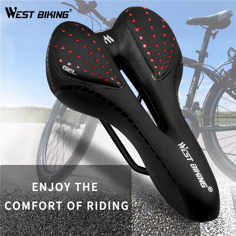 Yên xe đạp WEST BIKING bọc da pu phối gel silica thoải mái chống sốc