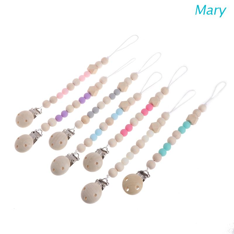 Dây chuỗi giá đỡ núm ti giả bằng gỗ có kẹp gắn hạt