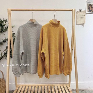 Áo nỉ kẻ cổ lọ