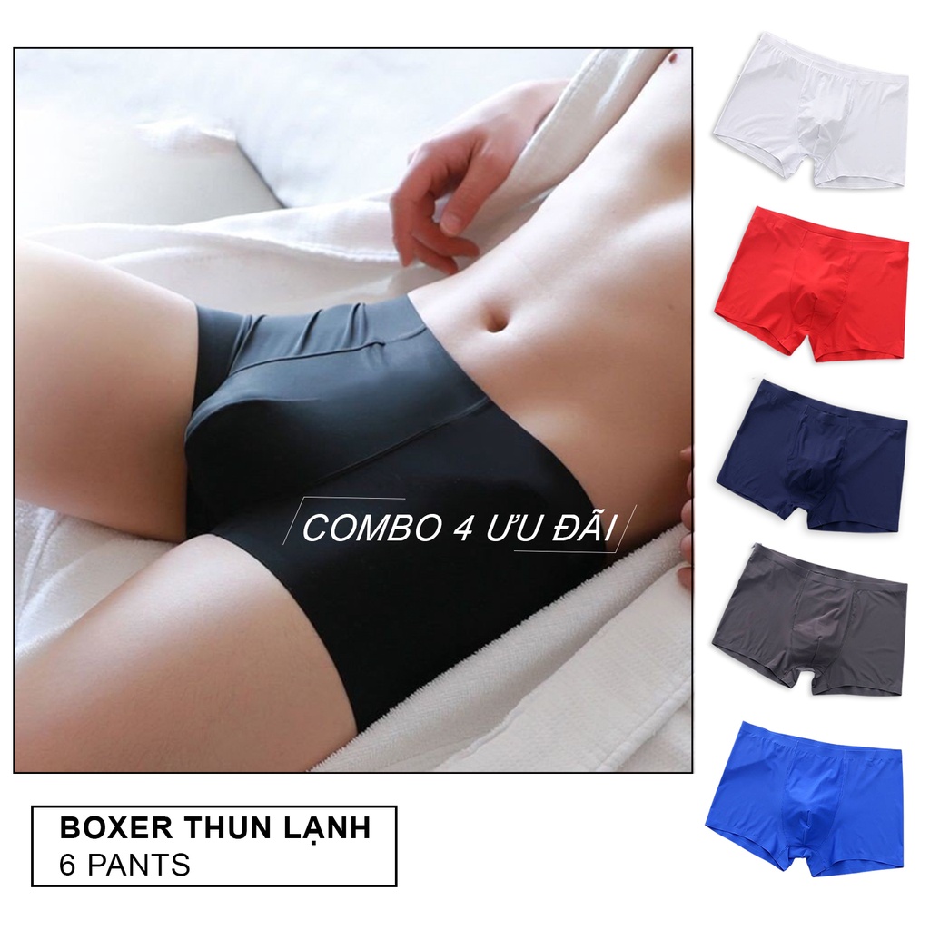 [𝗖𝗢𝗠𝗕𝗢 𝟯] Quần lót nam thun lạnh co dãn dáng Boxer ,quần sịp nam su đúc không đường may, không viền mỏng nhẹ | BigBuy360 - bigbuy360.vn