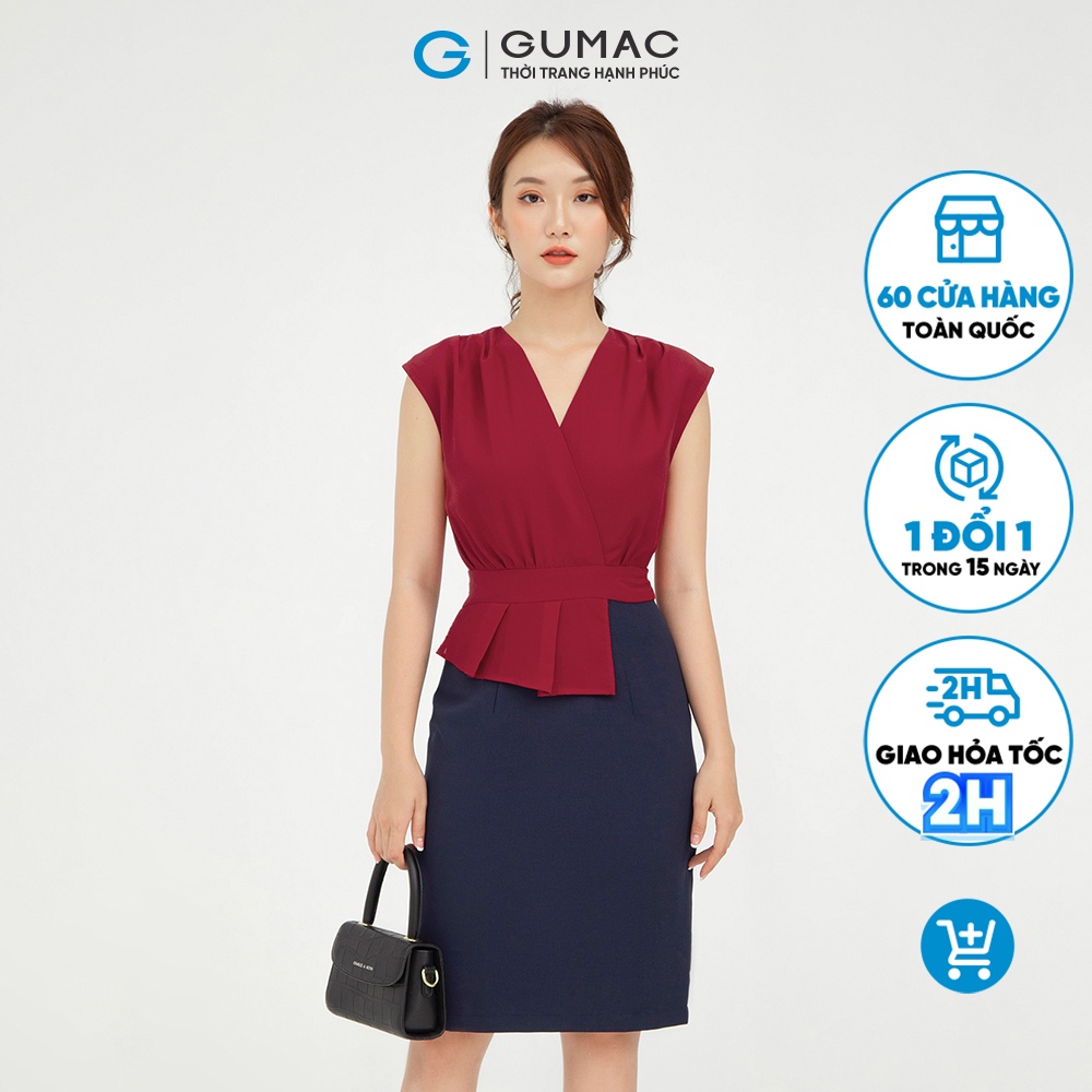 Đầm ôm body nữ bút chì bèo đắp GUMAC nhiều màu thanh lịch DB557