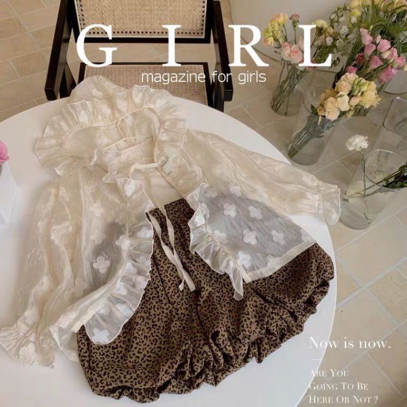 Áo Khoác Chống Nắng Thoáng Khí Phối Ren Phong Cách Hàn Quốc Cho Bé Gái