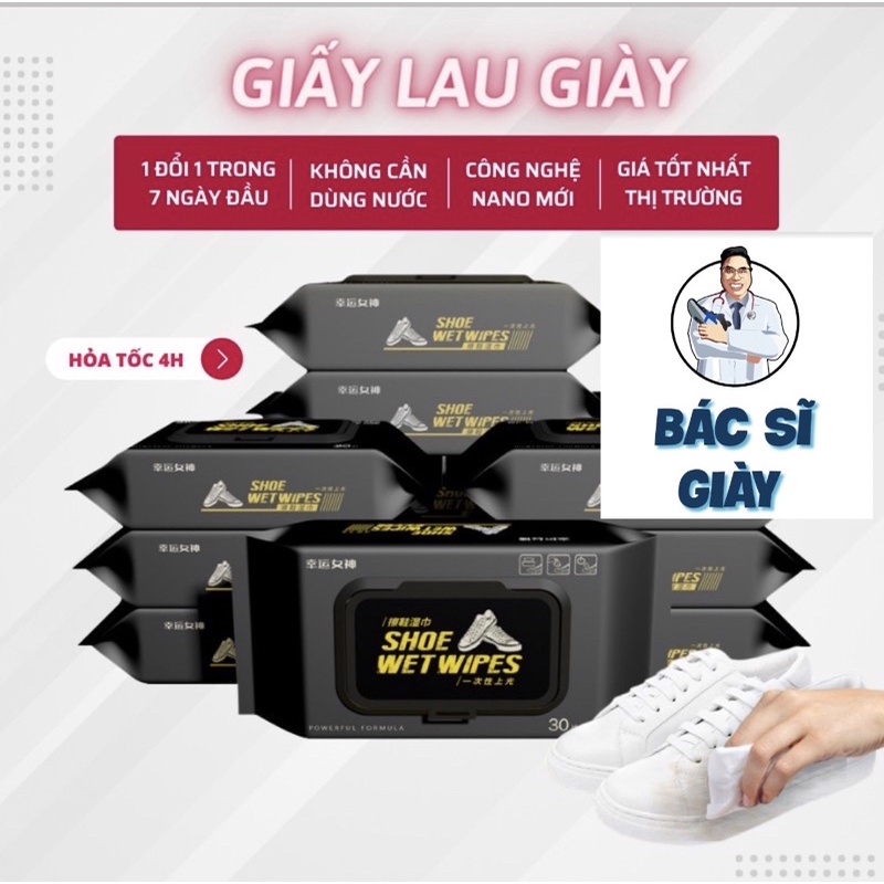 Khăn giấy ướt lau giày sneaker Quick Wipes 12 khăn 30 khăn 80 khăn chùi vệ sinh giày siêu tốc , nhỏ gọn, bỏ túi