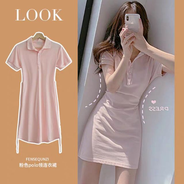 Đầm Polo thắt dây eo tôn dáng có bisize