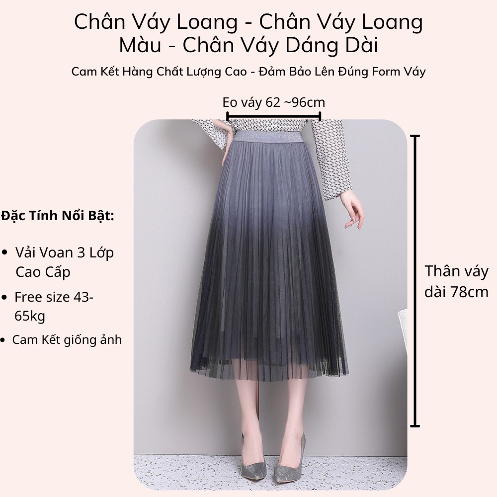 Chân Váy Loang Xếp Ly Dáng dài Cao Cấp Siêu Xinh Freeship, Chân Váy Dáng Dài Nhiều màu Xu Hướng Thời Trang QC 2021