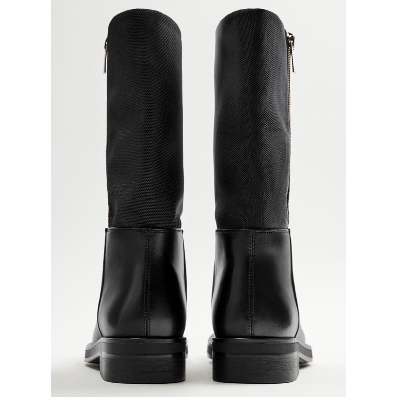 Giày boots Zara authentic LEATHER MID-CALF