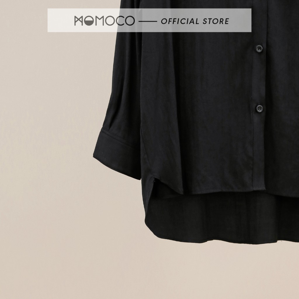 Áo Sơ Mi Cổ Tàu Tay Lỡ MOMOCO ESSENTIALS Chất Lụa Stand Collar Shirt - M2772 | BigBuy360 - bigbuy360.vn