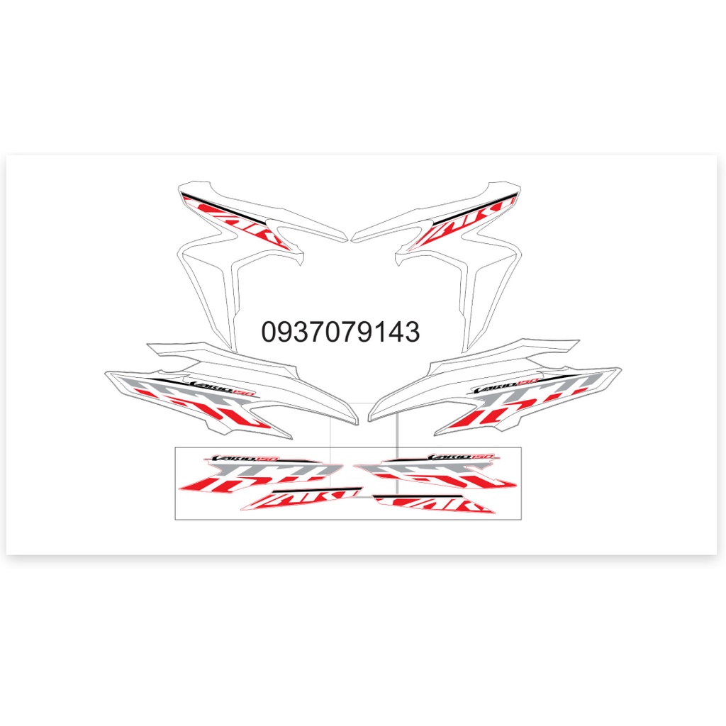 ( Quí khách vui lòng mang ra tiệm cho thợ dán ) Tem vario 150 mẫu zin 2020 ( Lưu ý tem này là tem rời )