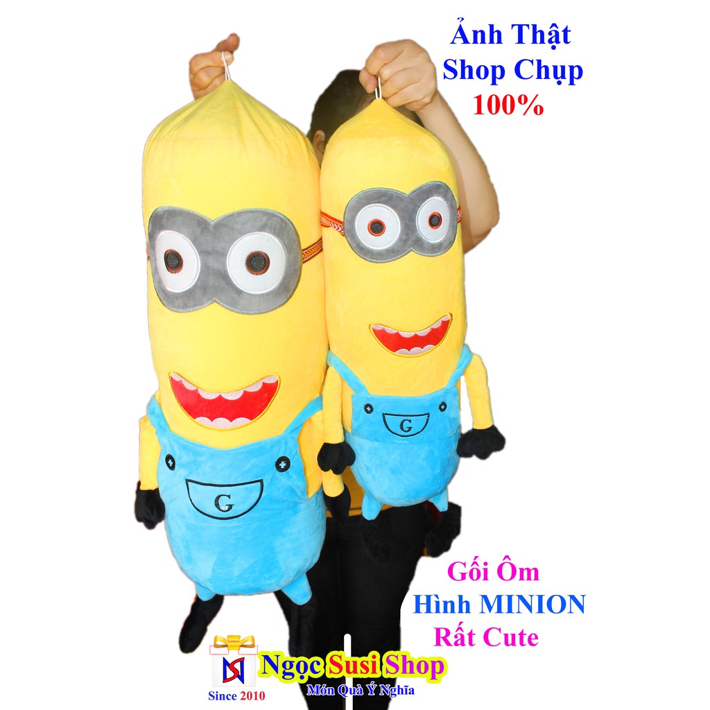 (Khổ Vải Lớn 75cm) Thú Bông Gối Ôm Hình Minion - Hàng Cao Cấp Rất Đẹp