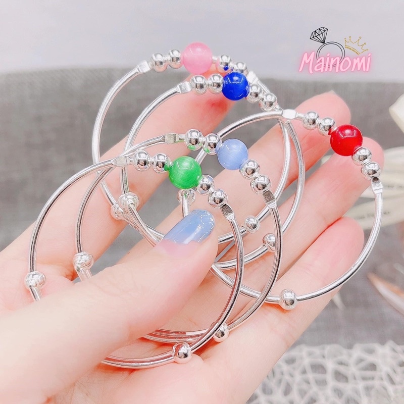 Lắc tay Bạc s99 cho bé, mix đá đủ màu thiết kế đơn giản nhưng vô cùng dễ thương Mainomi Shop Bạc Xinh