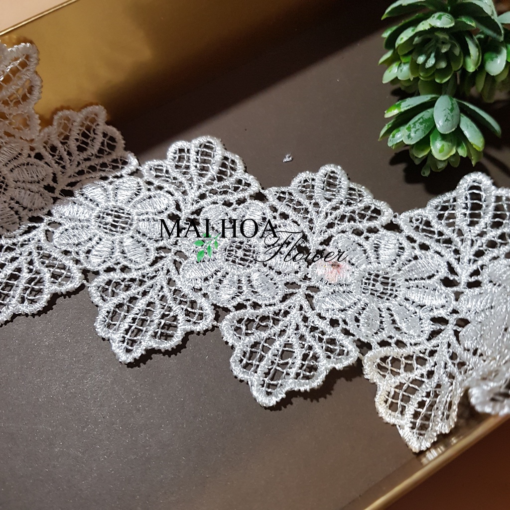 Dây Vải Ren Chỉ Màu Trắng, Thêu Hoa, Xoay 2 Chiều, Dùng Để May Phối Váy Áo, Trang Trí Bàn Tiệc, Đồ Thủ Công