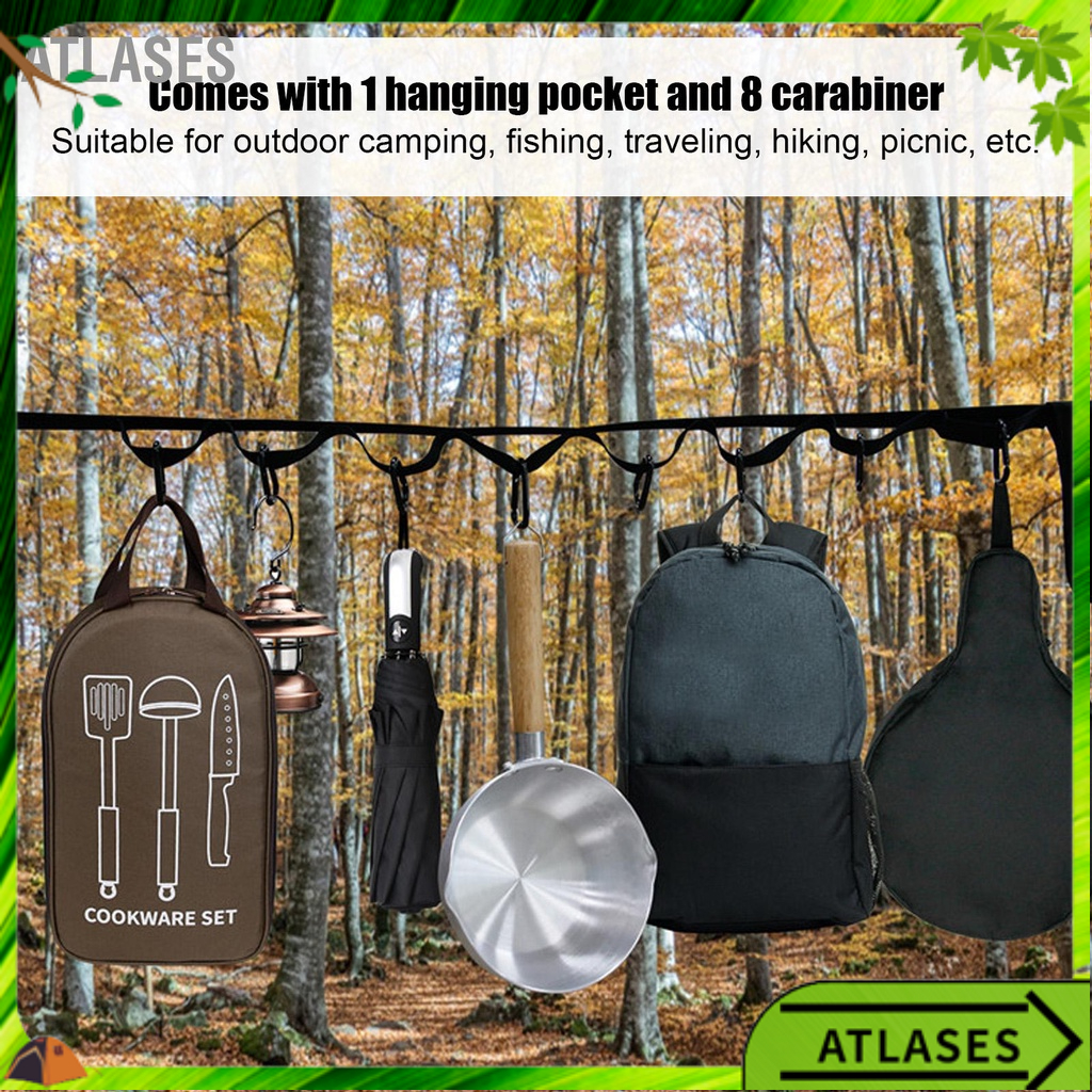 Atlases Ngoài Trời Lều Cắm Trại Phơi Quần Di Động Chống Nước Dây Với 8 Carabiner Cho Câu Cá Du Lịch Dã Ngoại Đi Bộ Đường Dài