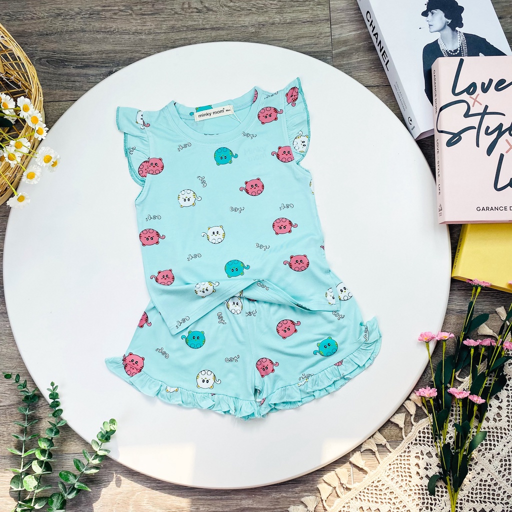 [Bé 7-19kg] Bộ cánh tiên quần bèo thun lạnh Minky Mom cho bé gái từ 7-19kg