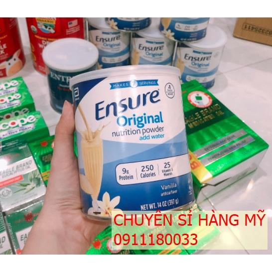 [ Mẫu mới 397g Date 2023 ] Sữa bột Ensure Mỹ Original Nutrition Powder 397g 2023