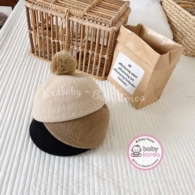 Mũ dạ quả bông đáng yêu made in Korea cho bé từ 2 tuổi thời trang trẻ em BABYKOREA