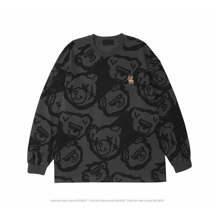 Áo hoodie cặp đôi dáng rộng họa tiết gấu thời trang phong cách Hàn Quốc