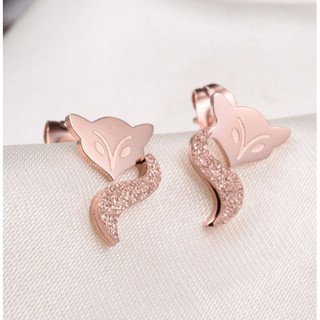 Bông Tai Titan Nữ Hồ Ly Chạm Cát Không Đen Không Gỉ TT 0414