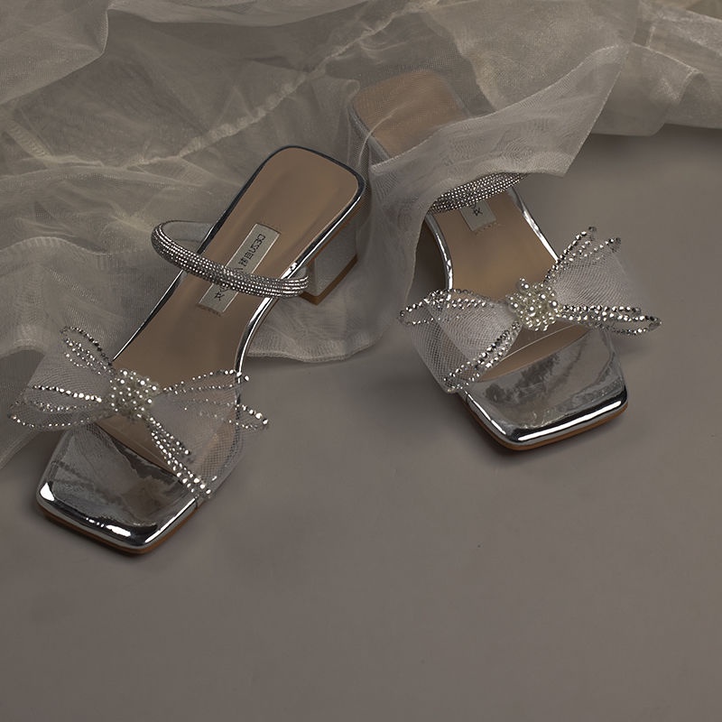 Nhân Vật Nữ Xinh Đẹp 2022Sandal Hở Gót Đính Đá Phối Nơ Xinh Xắn Dành Cho Nữ