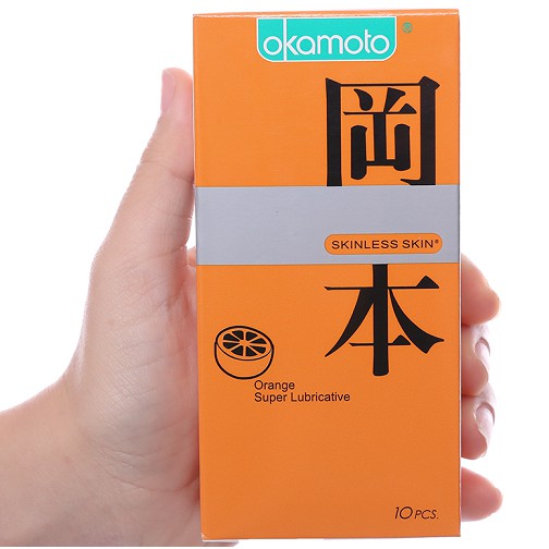 [CHÍNH HÃNG] Bao Cao Su Okamoto Skinless Skin Orange Lubricated 0.05, Hộp 10 bao, Nhật Bản, Hương Cam ngọt ngào