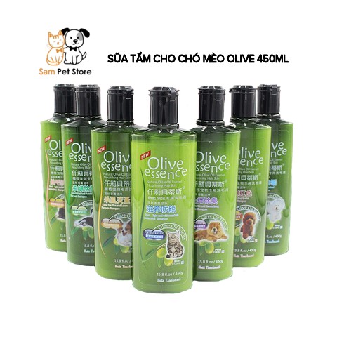 Sữa tắm dưỡng lông cho chó mèo Olive chai 450ml