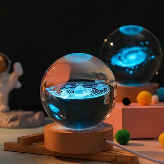 Đèn ngủ hình quả cầu pha lê 3d ánh sáng ban đêm để bàn phòng ngủ f7rm