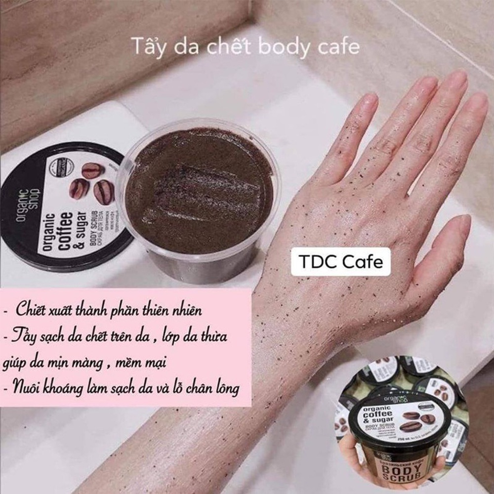 Tẩy tế bào chết toàn thân Organic Shop dưỡng da mịn màng 250ml NPP Shoptido