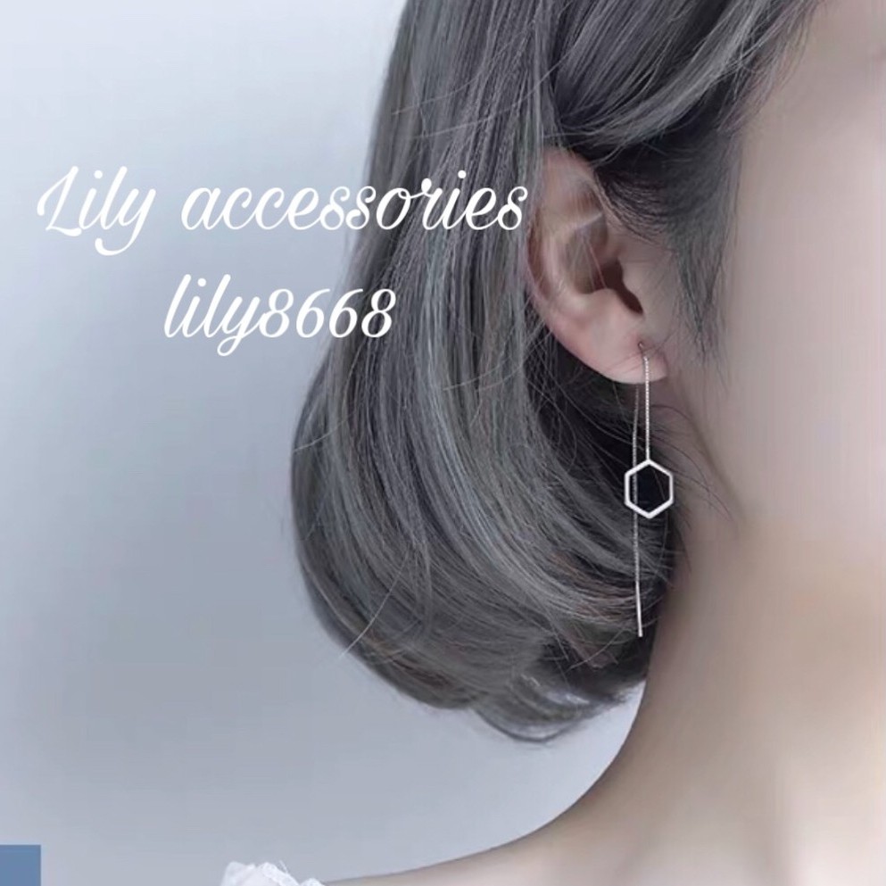 khuyên xỏ dây xích lục giác phong cách hàn quốc