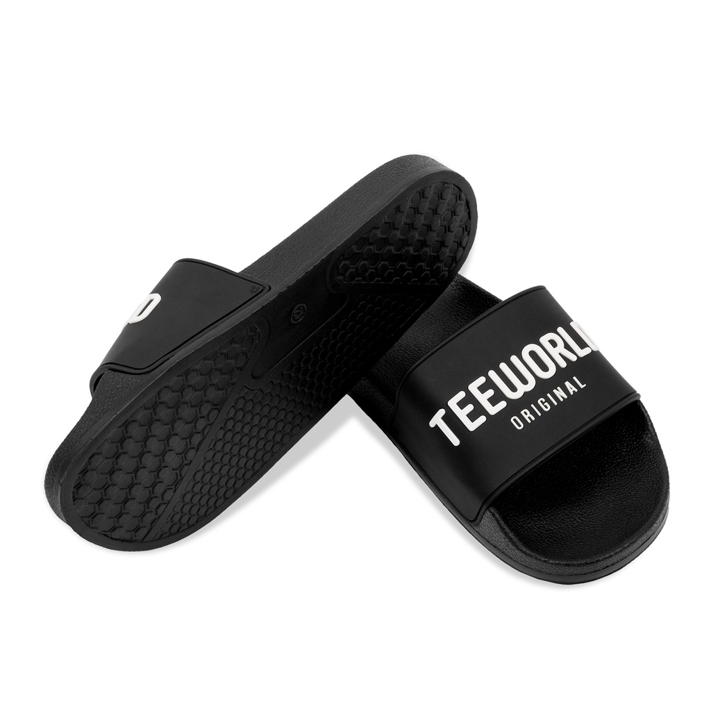 Dép quai ngang Slipper Local Brand Teeworld Đen Unisex Nam Nữ