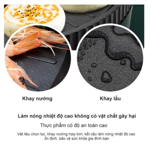 BẾP LẨU NƯỚNG KẾT HỢP 2 TRONG 1, VỪA LẨU VỪA NƯỚNG KHÔNG KHÓI, AN TOÀN TIẾT KIỆM ĐIỆN NĂNG