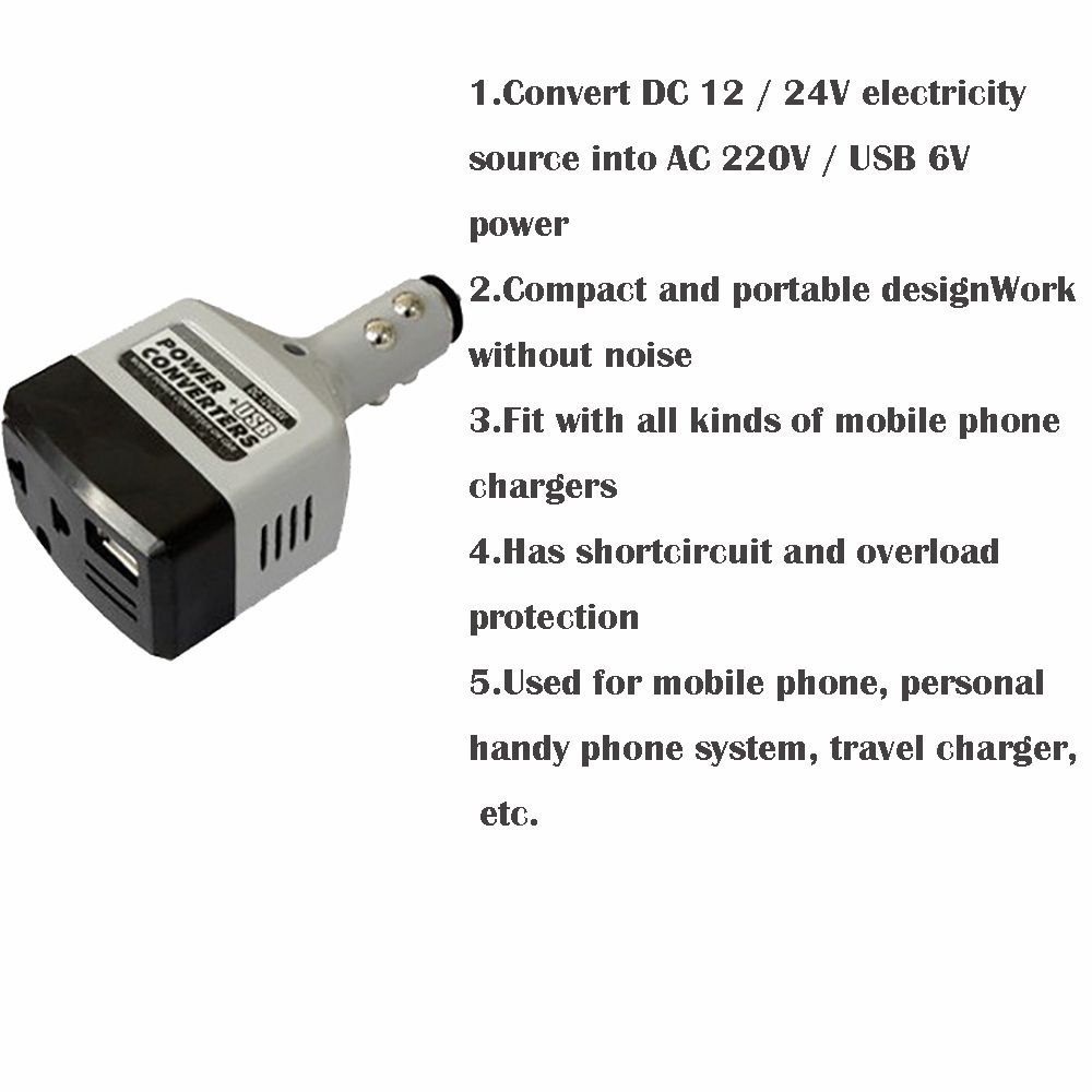 AARON1 for Mobile Phone Auto Charger Car Mobile Converter Converter Adapter Inverter 220V Phone DC 12V To AC Vehicle Converters Mobile Car Power/Multicolor