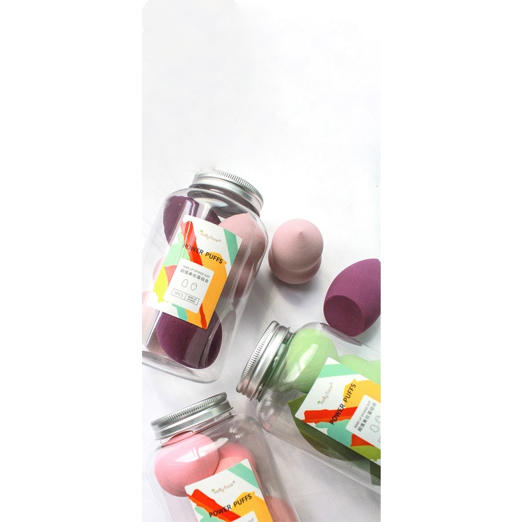 [1 cái] Mút trang điểm Kelly Face màu sắc chiết từ set 5 cái (3 hồ lô và 2 vạt xéo) Makeup Sponge