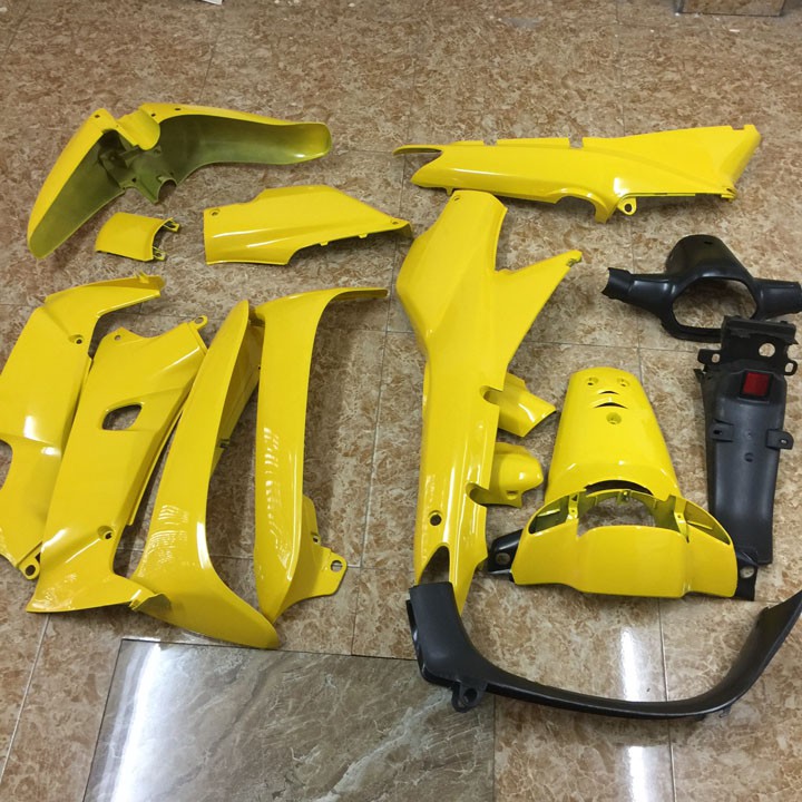 Bộ dàn áo xe WAVE alpha - Wave zx - wave 110 đời 2002-2006, nhựa nguyên sinh ABS màu  Full Vàng A1108