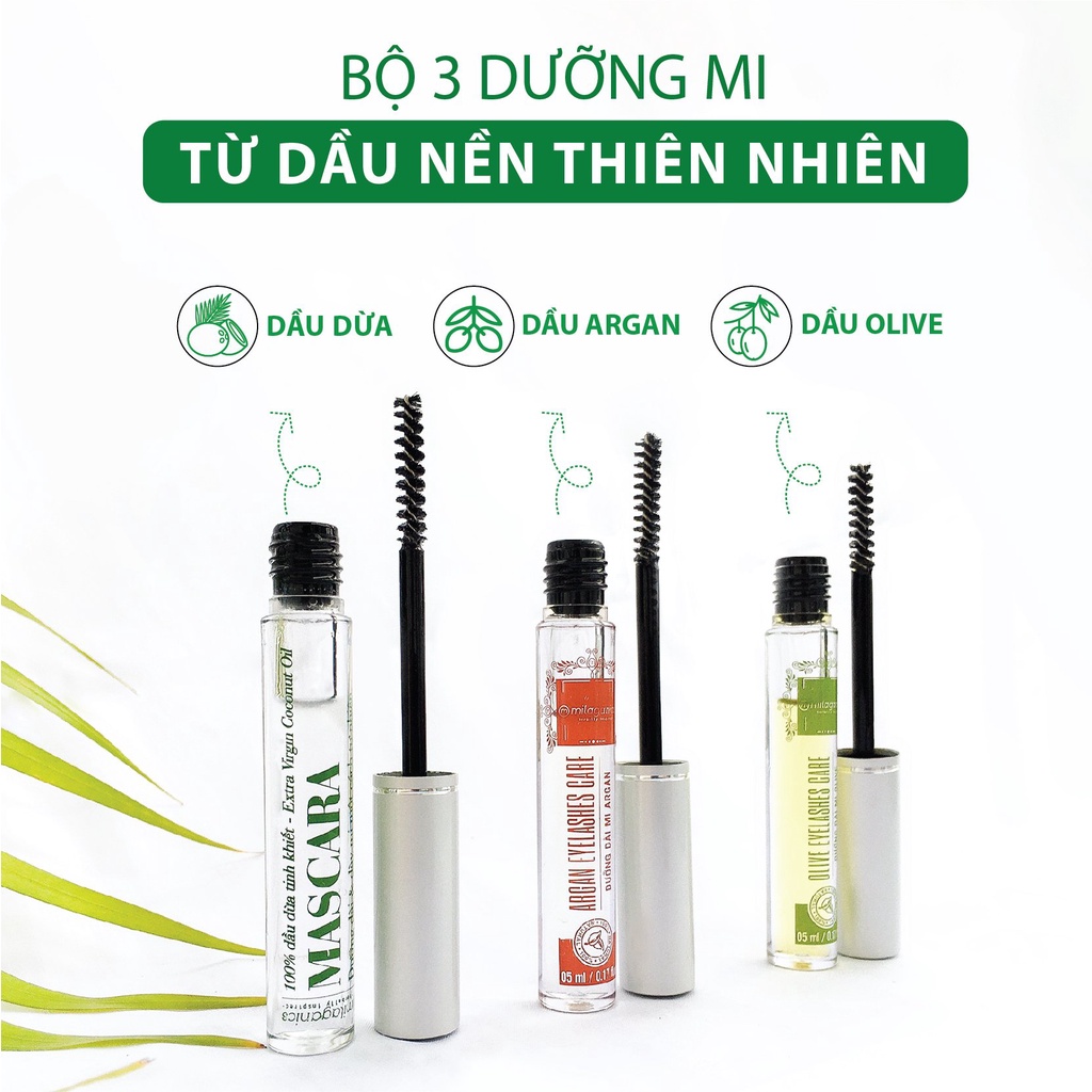 Mascara Dầu Dừa Dưỡng Mi - Dầu Dừa Nguyên Chất Kích Thích Mi Mọc Dày &amp; Dài Hơn MILAGANICS 5ml (Tuýp)