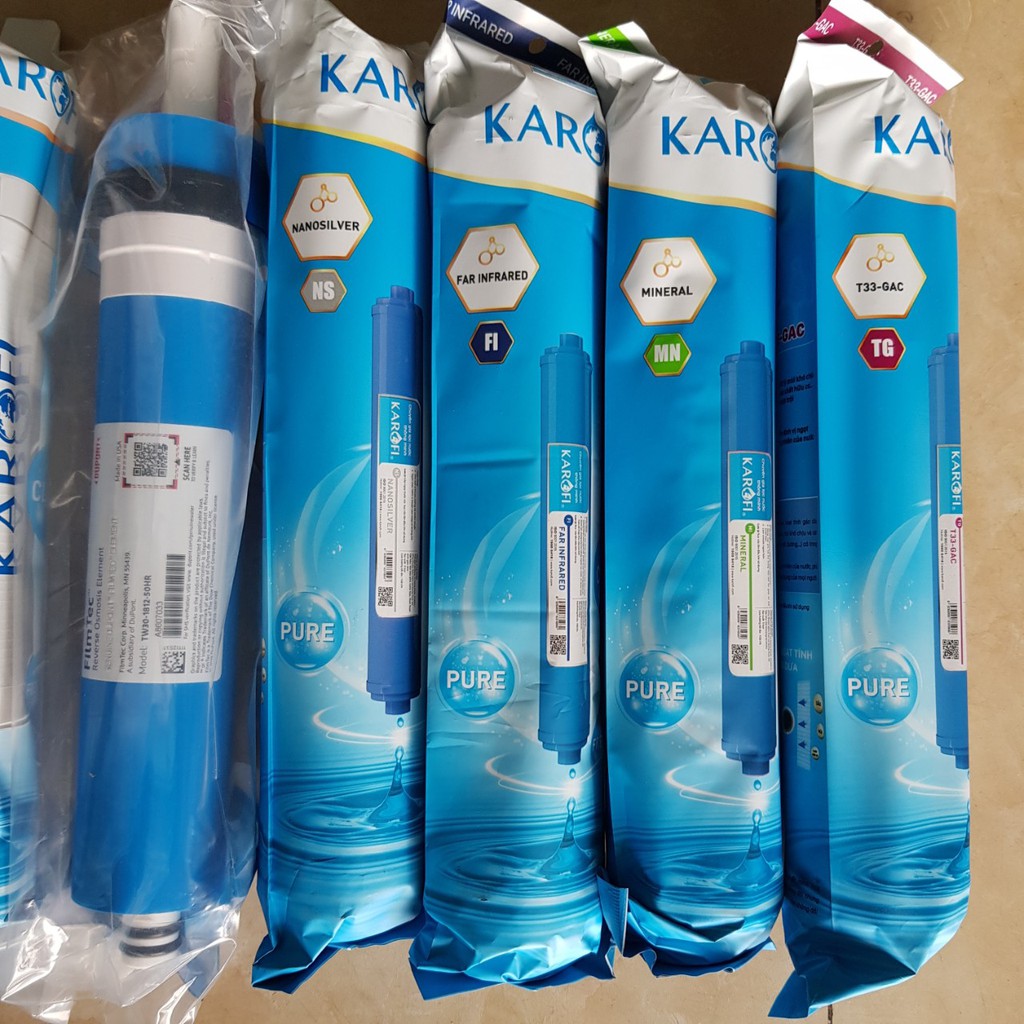 Trọn bộ Combo 8 lõi lọc nước Karofi chính hãng 12345678