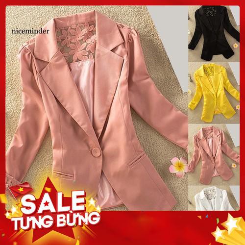 Áo khoác Blazer phối ren màu trơn thời trang công sở cho nữ -Hàng nhập khẩu