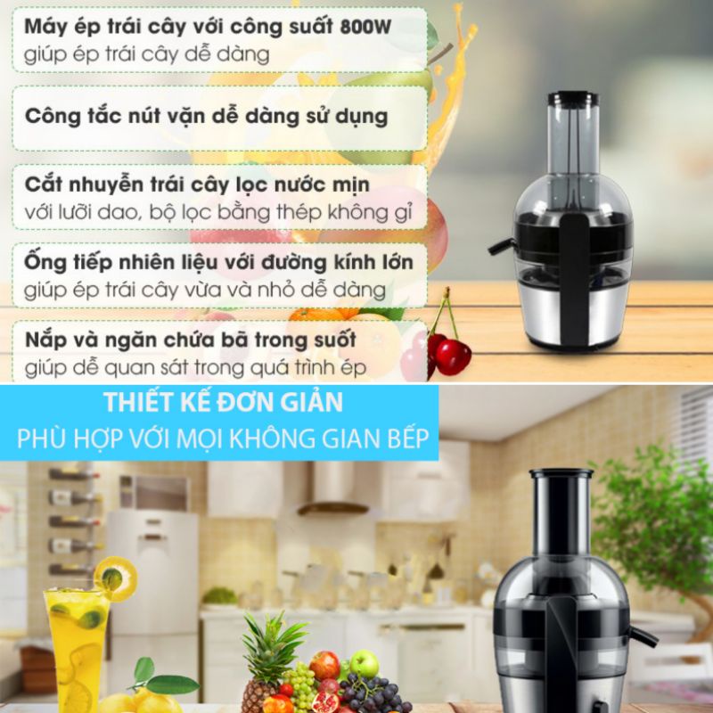 Máy Ép Trái Cây Philips HR1863/20, 800W Công nghệ Quick Clean, Bảo Hành Chính Hãng 2 Năm