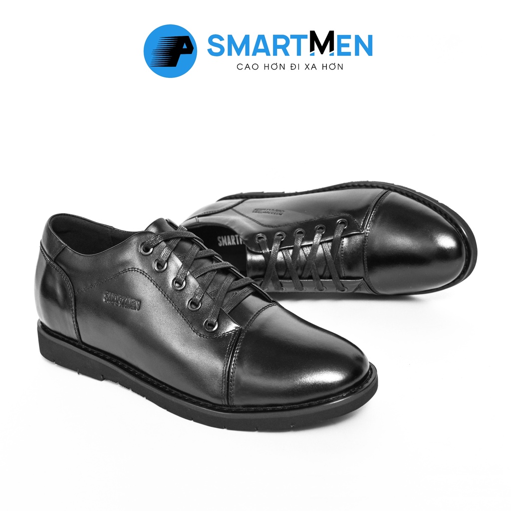 Giày tăng chiều cao da bò SMARTMEN GD2-08 ĐEN