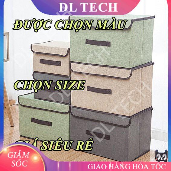 Hộp túi vải đựng đồ thùng đựng quần áo đồ lót đồ chơi bằng vải cứng, có nắp đậy không cần tủ tiện dụng HV01 DL TECH