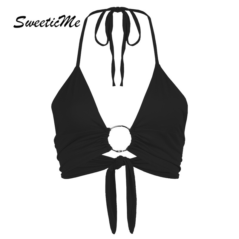 SweeticMe Women's 2021 New Sexy Halter Backless Tie Deep V-neck Vest | BigBuy360 - bigbuy360.vn