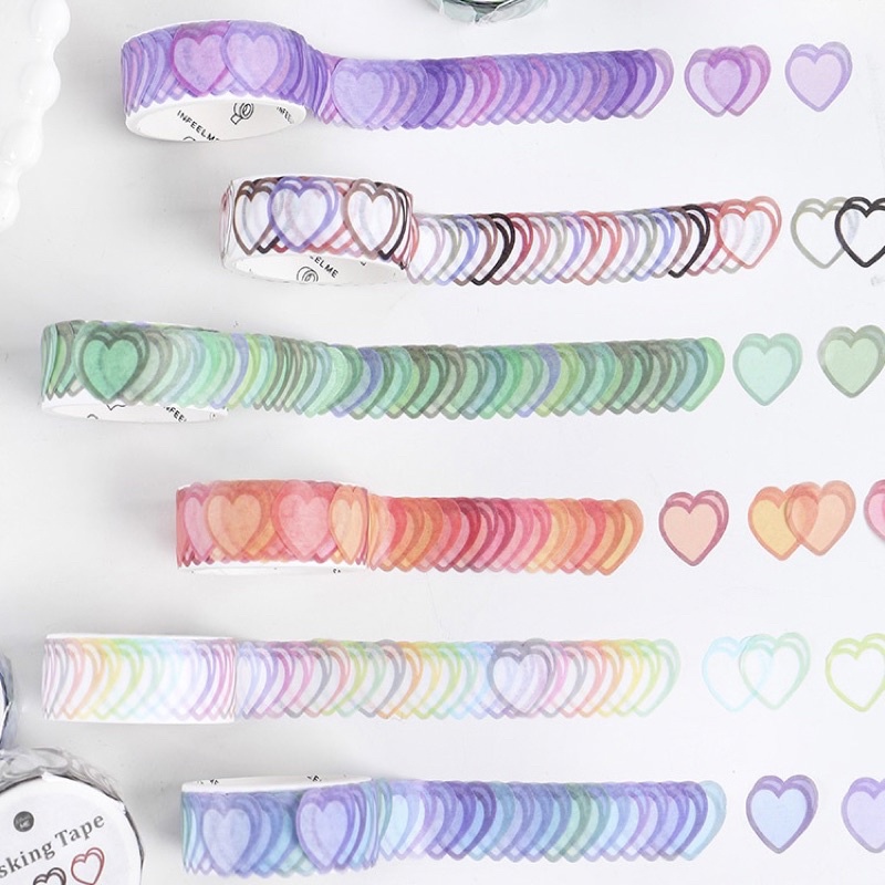 Set 100 miếng sticker washi hình trái tim dễ thương để trang trí