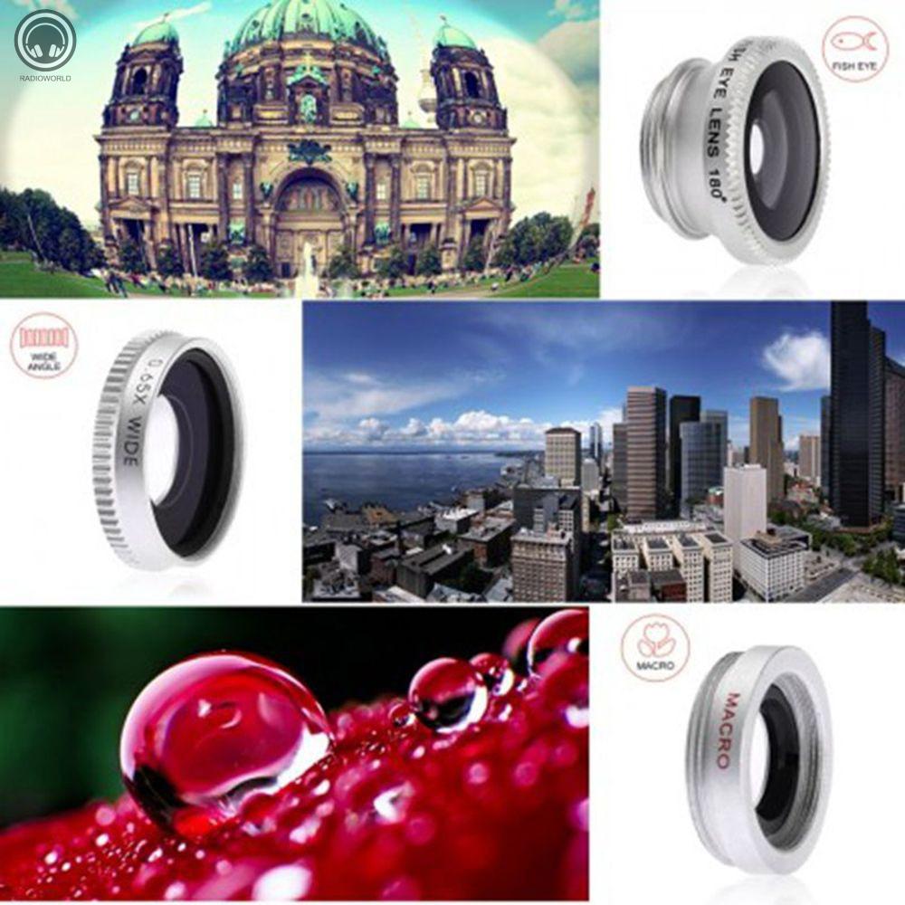 SAMSUNG HUAWEI Bộ Lens 0.67x Wide-Angle & Macro + 180 ° Cho Điện Thoại Di Động 5 Trong 1