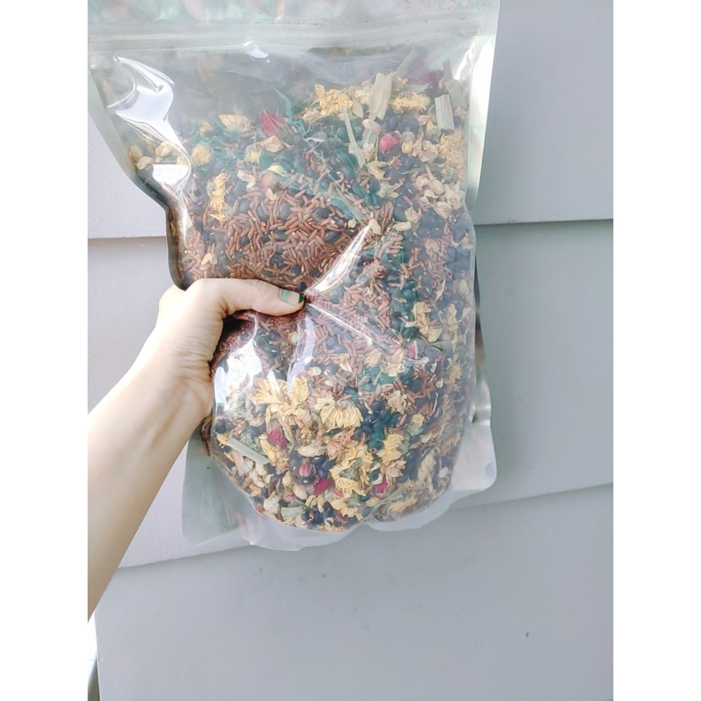 [ ĐẶC BIỆT] trà gạo lứt mix 4 hồng- cúc - nhài - lá sen - đậu đen - đâu đỏ 250 gram