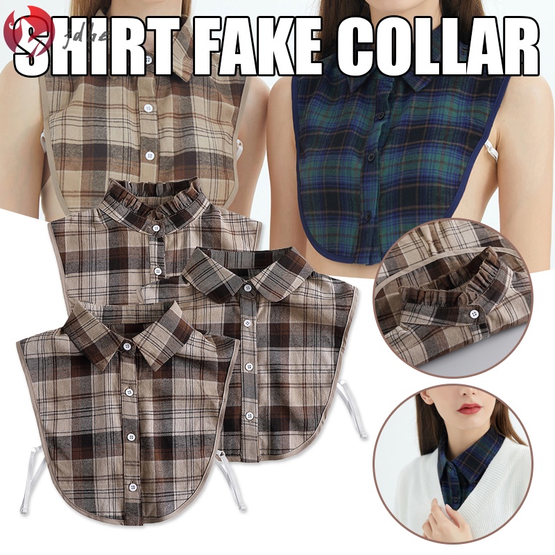 Cổ Áo Sơ Mi Giả Họa Tiết Kẻ Sọc Caro Có Thể Tháo Rời Thời Trang Cho Nữ