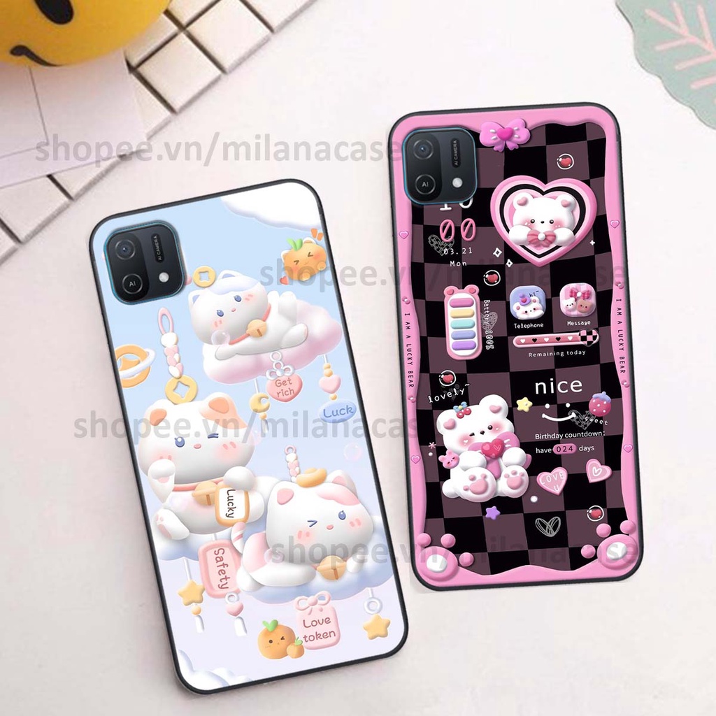 Ốp Oppo A16k hình đồng hồ icon gấu mèo cute cực dễ thương ngộ nghĩnh