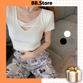Áo kiểu nữ tay ngắn, áo thun tay ngắn thiết kế khoét ngang ngực đủ size s,m,l,