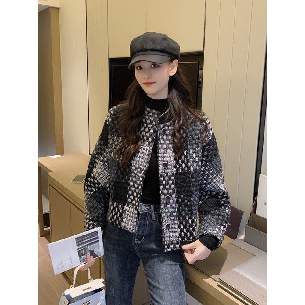Áo dạ vải tweed kẻ hàng Quảng Châu nữ tính cá tính ulzzang - Có ảnh thật