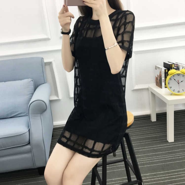Váy Ngắn Tay 153204 Set Đầm Lưới Hai Dây Plus Size Thời Trang Nữ
